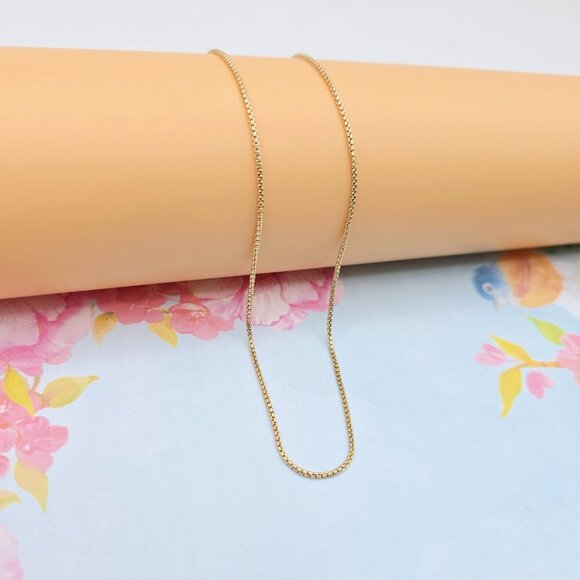 "Minimal Rose Gold Box Chain Necklace for Women, 19.7 Inch Length, XPNL0089 - Picture 1 of 12